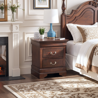 Sunvega Traditional Style Nightstand with Carved Bases and Dovetailed Drawers
