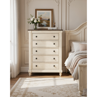 Sunvega Transitional Rustic Nightstand with 2 Dovetail Drawers Flat Knobs