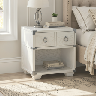 Sunvega Orchest Gray Finish Nightstand with Smooth Drawer Operation and Modern Pull-Knobs