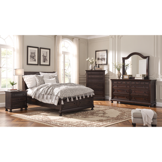 Sunvega Seven Drawer Dresser with Storage in Dark Cherry Finish