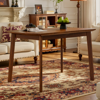 Sunvega Modern Rubberwood Dining Table with Oval Top for Kitchen and Dining Room