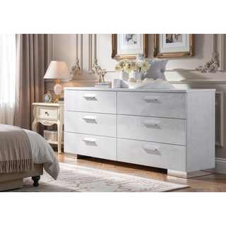 Sunvega Sleek White Nightstand with Chrome Legs and Two Spacious Drawers