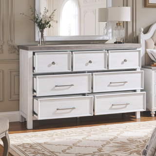Sunvega Antique White and Gray Finish 2 Dovetail Drawer Nightstand Wooden Furniture