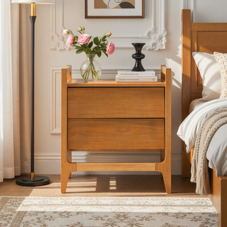 Sunvega Scandi Angle Face Solid Wood Nightstand with Modern Minimalist Design