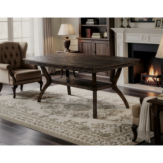 Sunvega Modern Natural Tone Dining Table with Open Lower Shelf for Kitchen