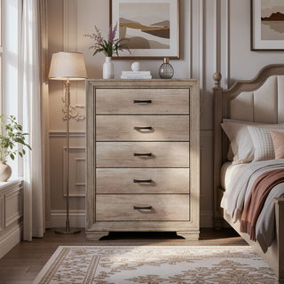 Sunvega Natural Finish Melamine Laminate Nightstand with 2 Dovetail Drawers