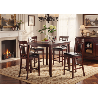 Sunvega Modern Contemporary 5pc Counter Height Dining Set with Eyelet Back Chairs