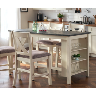 Sunvega Modern Counter Height Dining Table with Storage Shelves for Kitchen Breakfast