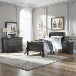 Sunvega Classic Traditional Black Finish 2-Drawers Nightstand with Metal Handle