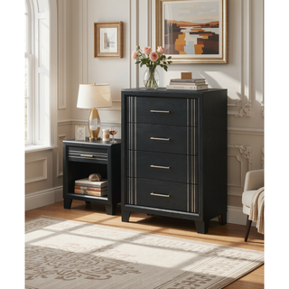 Sunvega Contemporary White Beige Finish Wooden Nightstand with Two Drawers
