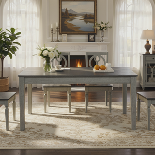 Sunvega Gray Fabric Upholstered 1pc Bench with Wood Frame for Dining Room