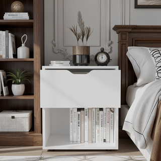 Sunvega 50x40x60 cm Nightstand End Table with Spacious Sliding Drawer