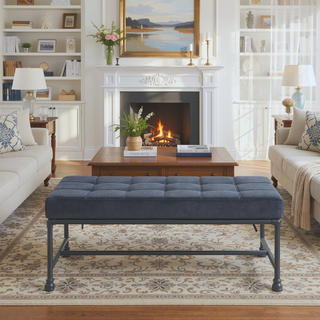 Sunvega Brantley Gray Velvet Upholstered Bench with Memory Foam Cushion