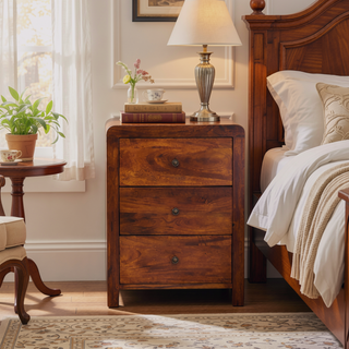 Sunvega Timeless Elegance 3-Drawer Chestnut Brown Nightstand with Clean Lines