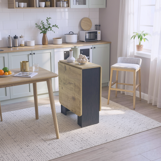 Sunvega Black Macadamia Expandable Folding Table with Three Forms and Sturdy Legs
