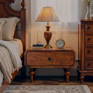 Sunvega Wall-Mounted Honey Caramel Mango Wood Nightstand with Single Drawer