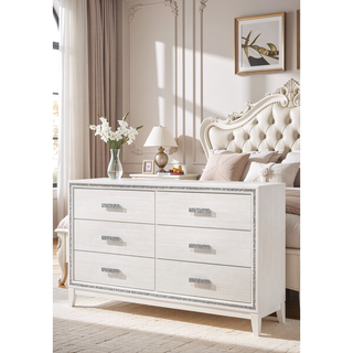 Sunvega Elegant White Finish Nightstand with Two Spacious Storage Drawers