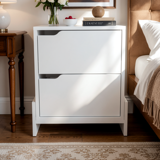Sunvega Luss Nightstand with Two Spacious Drawers and Sleek Modern Design