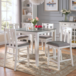 Sunvega Transitional White Gray Two-tone 5pc Counter Height Dining Set