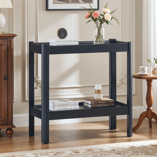 Sunvega White Modern Nightstand with Two Spacious Shelves and Rounded Corners