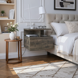 Sunvega Floating Nightstand with Large Drawer and Multiple Shelves for Storage or Decor