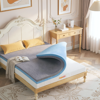Sunvega 3 Inch Cooling Gel and Bamboo Charcoal Memory Foam Mattress Topper for Pressure Relief