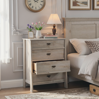 Sunvega Four Drawer Chest with Brown Finish and Spacious Storage