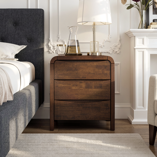 Sunvega Mid Century Modern Solid Wood 3-Drawer Nightstand Bed Side Table