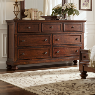 Sunvega Transitional Dark Walnut 7-Drawer Dresser with Metal Knobs