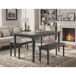 Sunvega Weathered Grey Veneer Wood Rectangular Dining Table for 6 Persons