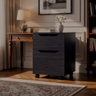Sunvega Ethan Open Shelves Nightstand With Door For Bedroom Storage In Black