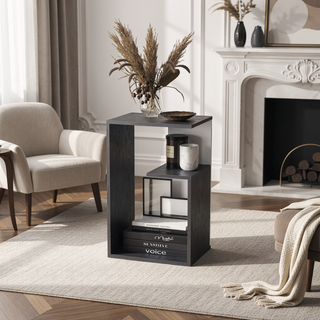 Sunvega 25 Inch High 3 Tier Open Shelf Nightstand with Ample Storage