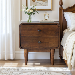 Sunvega Mid-Century Modern Night Stand with Tapered Legs and Solid Wood