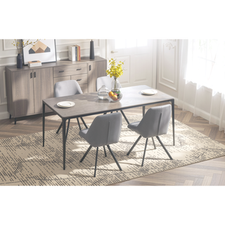 Sunvega Soft and Cozy Grey Thickened Fabric Dining Chairs with Metal Legs Set of 2
