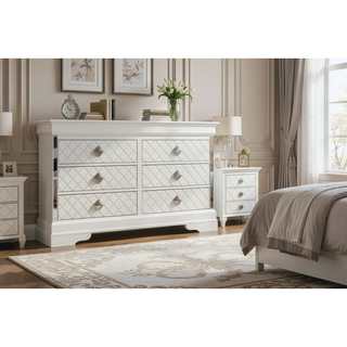 Sunvega Sophisticated Silver Champagne Transitional Nightstand with Two Drawers for Storage