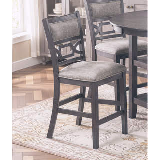 Sunvega Contemporary Round Dining Table with Storage Shelves and 4 Gray Chairs