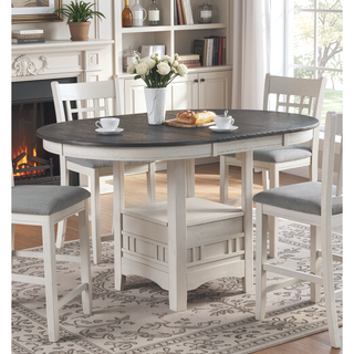 Sunvega Contemporary 18" Extendable Leaf Storage Table with Two-Tone Chalk Gray Finish