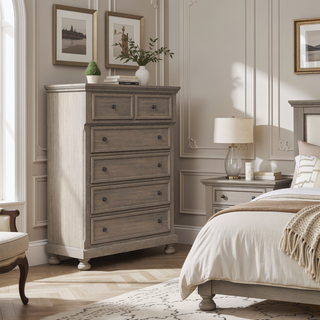 Sunvega Antique Gray Transitional Design Chest with Five Storage Drawers