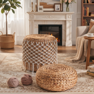 Sunvega Natural Water Hyacinth Woven Tatami Floor Cushion for Zen Meditation Yoga