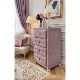 Sunvega Stylish Upholstered Fabric Chest with Arched Headboard and Drawers