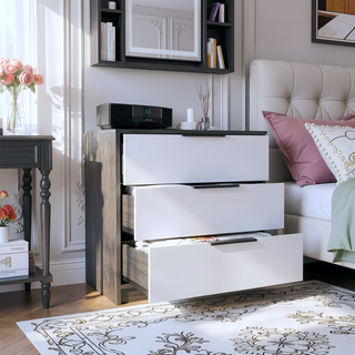 Sunvega Superior Top Light Gray Dresser with 3 Large Storage Drawers