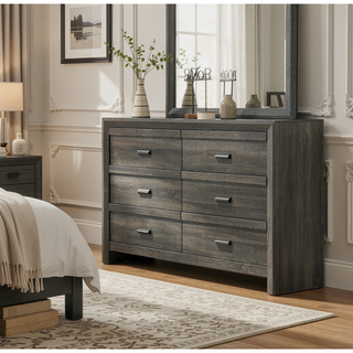 Sunvega Contemporary Gray Rustic Finish Wooden Nightstand with Two Storage Drawers