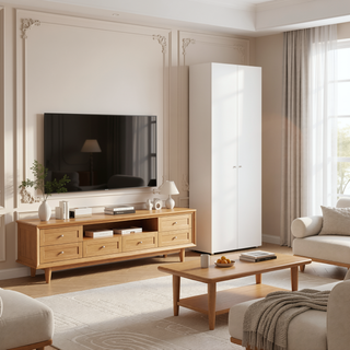 Sunvega Two-Door Compact Wardrobe with Fixed Shelves for Bedroom Storage