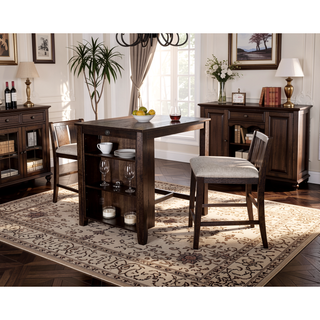 Sunvega Transitional Dark Cherry and Gray Finish 3pc Dining Set with Storage Shelves