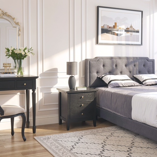 Sunvega Chic Black Casual Nightstand with Three Spacious Drawers for Bedrooms