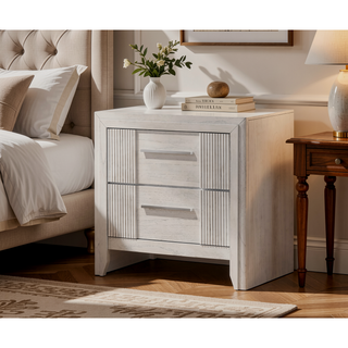 Sunvega Contemporary Brown Nightstand with Two Drawers and Rich Wood Finish