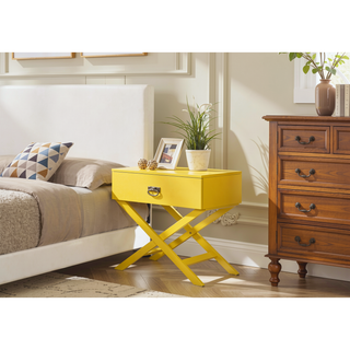 Sunvega Croc Textured Pink Nightstand with Spacious Drawer for Modern Spaces