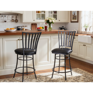 Sunvega Commercial Grade Swivel Counter Stool with Upholstered Seat and Footrest