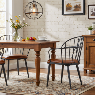 Sunvega Brown Upholstered Dining Chair with Metal Legs and PU Leather Seat