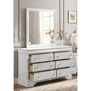 Sunvega Blaze Modern Style White Wood Dresser with Six Spacious Drawers